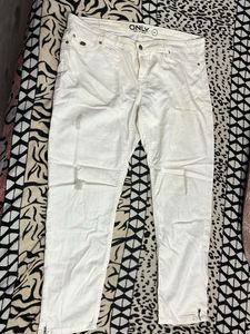 ONLY White Distressed Jeans