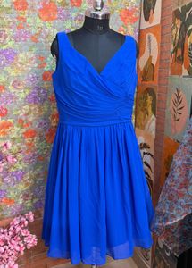 Stunning Royal Blue V-Neck A-Line Dress