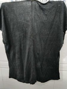 Black V-Neck Tie-Front Top