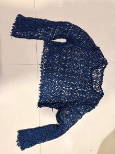 Navy Blue Crochet Knit Top
