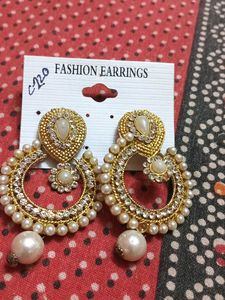 Elegant Pearl & Stone Fashion Earrings