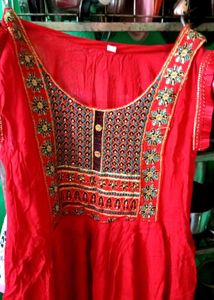 Embroidered Kurta Sets - Pink &amp; Red