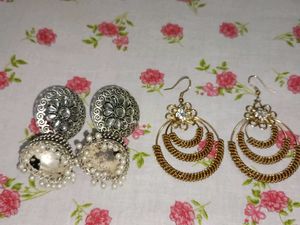 Elegant Jhumka &amp; Hoop Earrings Set