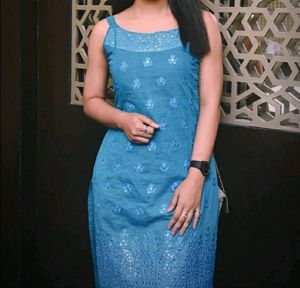 Sleeveless sky blue gorgeous Kurta | Used once