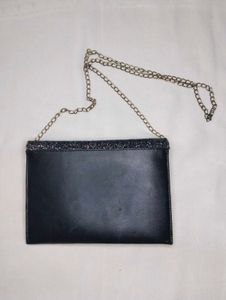 Black Glitter Sling Bag with Gold Chain