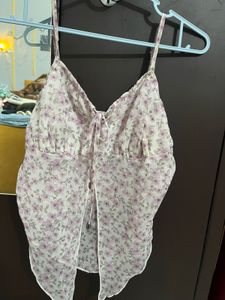 Floral Cami Top with Tie Detail