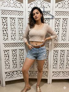 💝Ribbed Long Sleeve Cropped Top G