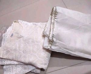 Elegant White Chikankari Kurta Set