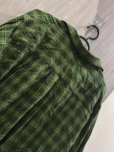 Green Plaid Button-Up Shirt