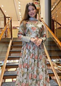 New Party Wear Gown, Bottom and Dupatta