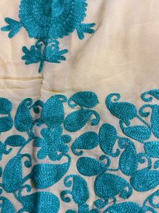 Beautiful Yellow Kurta with Teal Embroidery