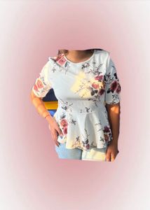White Floral Top From Shein.  PRICE DROP⬇️