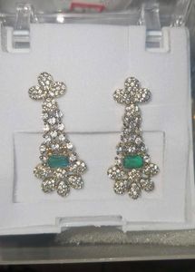 Exquisite Emerald &amp; Diamond Dangle Earrings