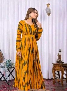 Elegant Yellow &amp; Black Ethnic Gown