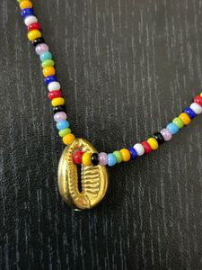Colorful Beaded Necklace with Shell Pendant