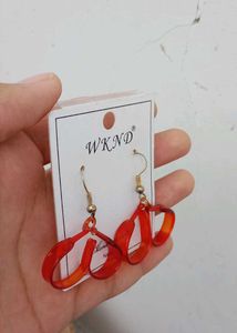 Red Abstract Drop Earrings