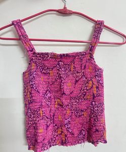 Smocked Floral Print Crop Top