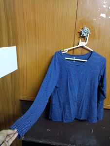 Blue Striped Long Sleeve Top