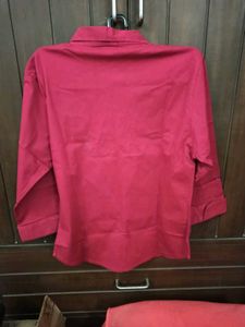 Maroon Cotton Lycra Button-Down Shirt