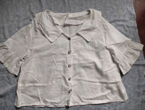 Cute White Ruffle Sleeve Top