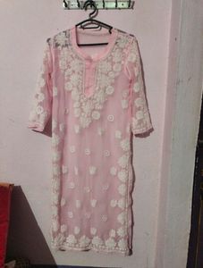 Pink Floral Embroidered Tunic