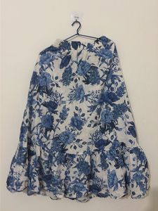 Bohemian Blue Floral Print Skirt