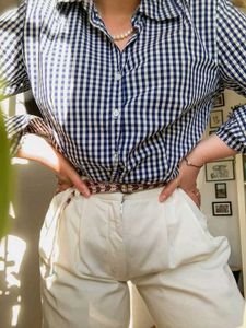 New with tag Korean Blue Gingham Checkered Shirt