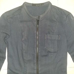 💎 Runway Chic Calvin Klein Denim Zip-Front Dress