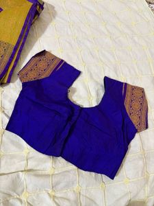 Vibrant Green &amp; Purple Silk Saree