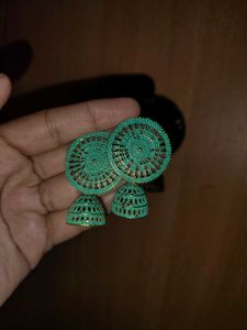 Elegant Teal Jhumka Earrings