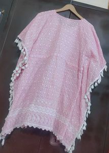 Light Pink Chikan Stuff Tunic For 38 Bust