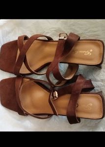 Stylish Brown Strappy Block Heels