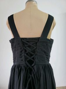 Elegant Black V-Neck Floor-Length Dress  Bust  44