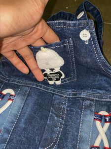 Cute Denim Overalls with Bear Patch