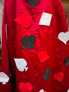 Red playing cards off shoulder cotton dress