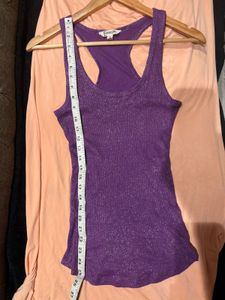 Sparkly Purple Ribbed Tank Top