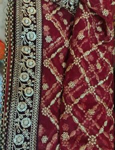 Exquisite Embroidered Maroon Bridal Dupatta