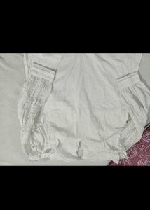 White Ruffled High Neck Blouse