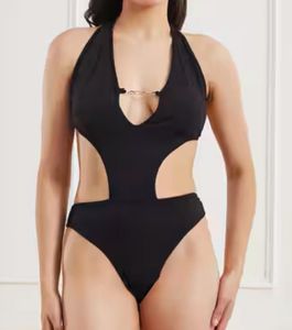 SHEIN Black Lace-Up Cutout Bikini Top