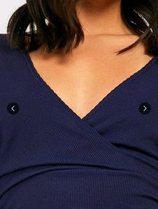 Chic Ruched Navy Blue Wrap Dress