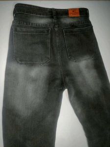 Ash black loose straight fit jeans