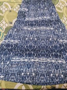 Stylish Blue &amp; White Print Sleeveless Dress