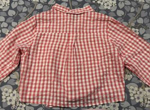 Max Red Checkered Tie-Front Shirt