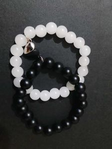 black and white magnet heart bracelet