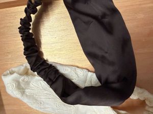 Set of 2 Hair Bands - Black &amp; White Embroidered