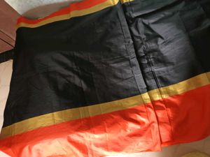 NewElegantCottonSilkSaree-Orange&amp;Blck-Extra