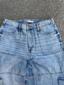 Light Wash Cargo Wide Leg Jeans