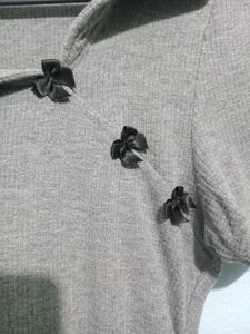 Stylish Grey Asymmetrical Tunic Top