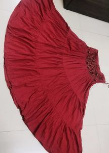 Party Wear Rust Embellished Ethnic Skirt