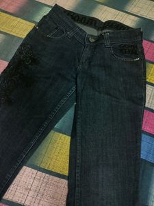 Embellished Dark Wash Denim Jeans